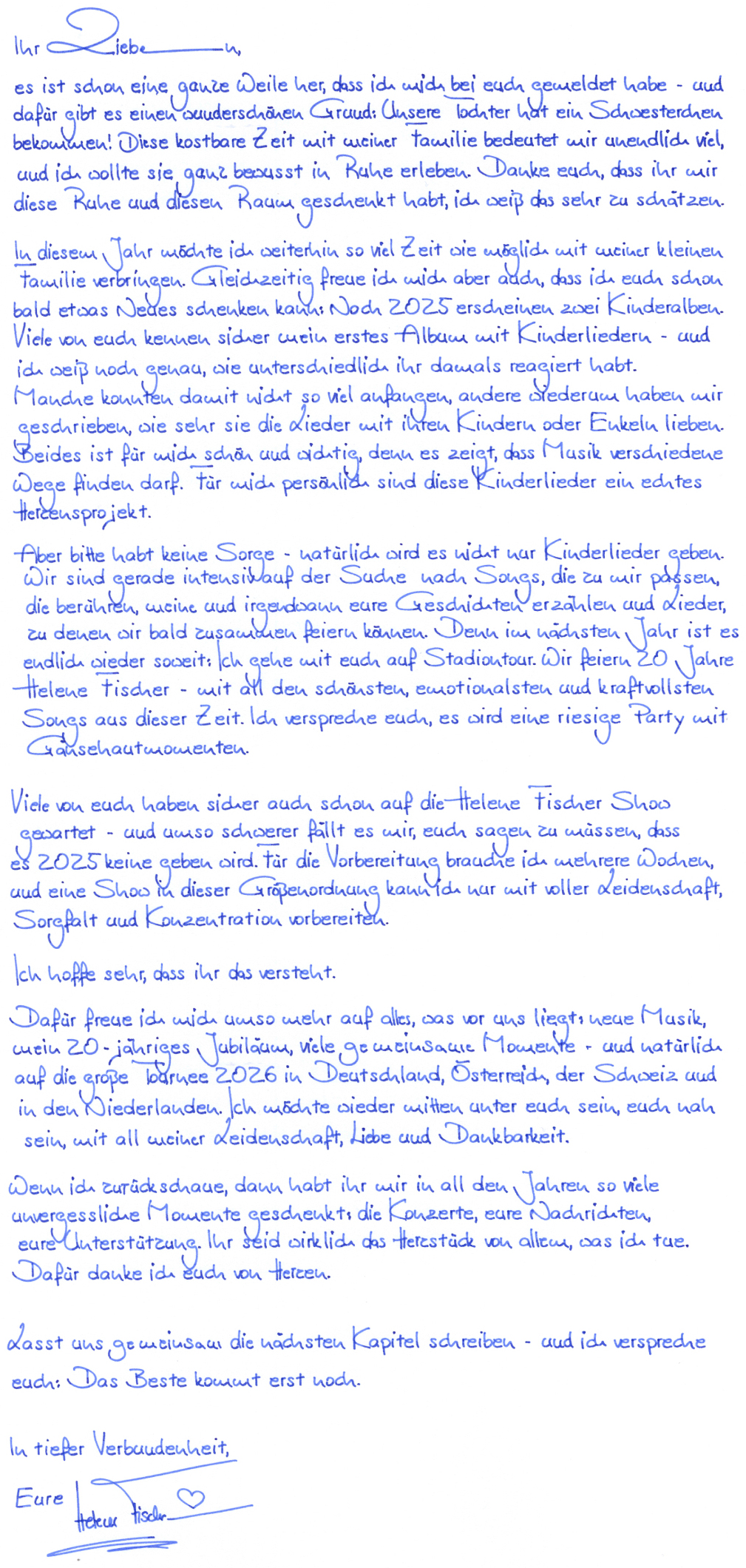 Helene Fischer Fanbrief